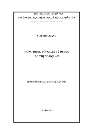 Luận văn thạc sĩ quản lý văn hóa cộng đồng với quản lý di sản đô thị cổ hội an