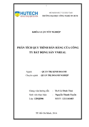 Luận văn phân tích quy trình bán hàng bất động sản của công ty bất động sản vnreal