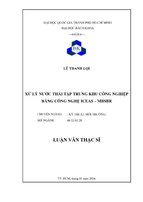 Luận văn thạc sĩ kỹ thuật môi trường xử lý nước thải tập trung khu công nghiệp bằng công nghệ iceas mbsbr