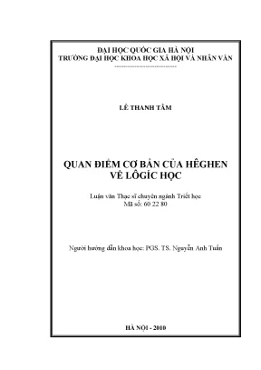 Luận văn thạc sĩ quan điểm cơ bản của hêghen về lôgíc học