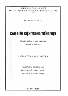 Luận án tiến sĩ ngôn ngữ học câu điều kiện trong tiếng việt