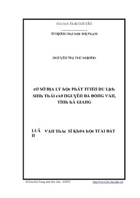 Luận văn cơ sở địa lý học phát triển du lịch sinh thái cao nguyên đá đồng văn tỉnh hà giang