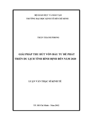 Luận văn giải pháp thu hút vốn đầu tư để phát triển du lịch tỉnh bình định đến năm 2020 luận văn thạc sĩ