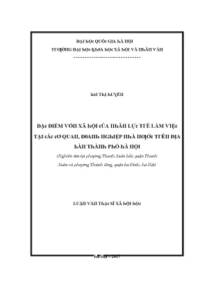 Luận văn đặc điểm vốn xã hội của nhân lực trẻ làm việc tại các cơ quan doanh nghiệp nhà nƣớc trên địa bàn thành phố hà nội