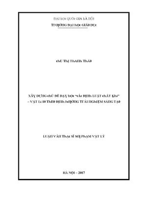 Luận văn xây dựng chủ đề dạy học các định luật chất khí vật lí 10 theo định hướng trải nghiệm sáng tạo