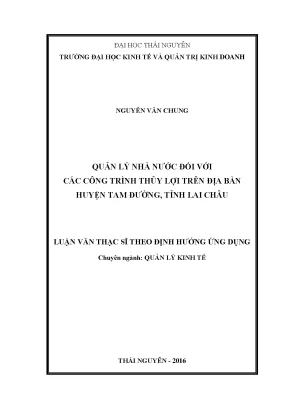 Luận văn quản lý nhà nước đối với các công trình thủy lợi trên địa bàn huyện tam đường tỉnh lai châu