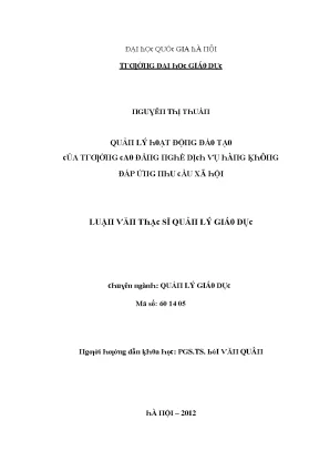 Luận văn quản lý hoạt động đào tạo của trường cao đẳng nghề dịch vụ hàng không đáp ứng nhu cầu xã hội