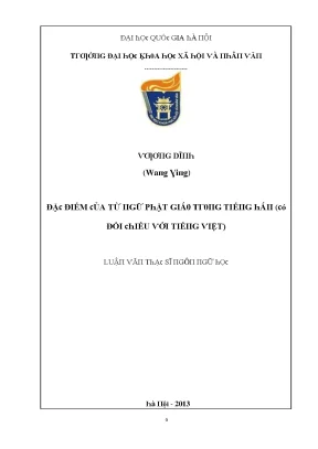 Luận văn đặc điểm của từ ngữ phật giáo trong tiếng hán có đối chiếu với tiếng việt