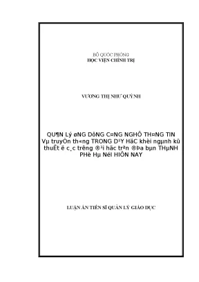 Luận án tiến sĩ quản lý ứng dụng ict trong dạy học khối ngành kỹ thuật khối ngành kỹ thuật ở các trường đại học trên địa bàn thành phố hà nội hiện nay