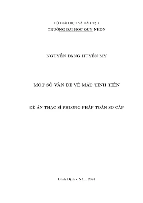 Luận văn một số vấn đề về mặt tịnh tiến