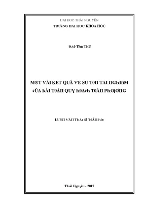 Luận văn một vài kết quả về sự tồn tại nghiệm của bài toán quy hoạch toàn phương