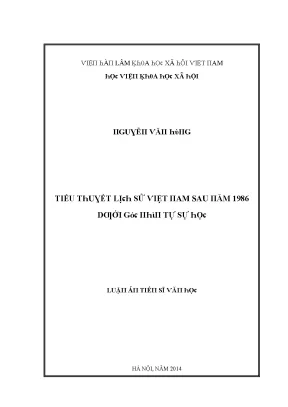 Luận văn tiểu thuyết lịch sử việt nam sau năm 1986 dưới góc nhìn tự sự học