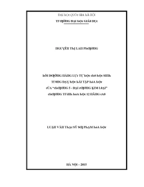Luận văn bồi dưỡng năng lực tự học cho học sinh trong dạy học bài tập hóa học của chương 5 đại cương kim loại chương trình hóa học 12 nâng cao 60 14 01
