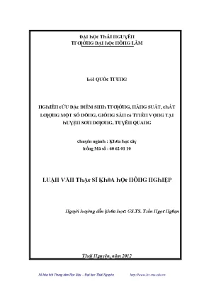 Luận văn nghiên cứu đặc điểm sinh trưởng năng suất chất lượng một số dòng giống sắn có triển vọng tại huyện sơn dương tuyên quang