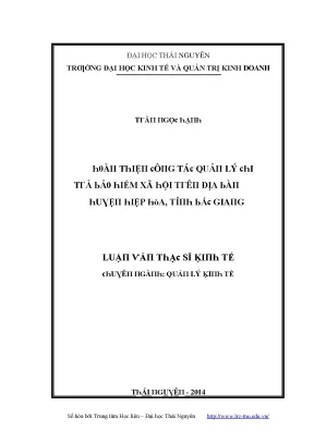 Luận văn hoàn thiện công tác quản lý chi trả bảo hiển xã hội trên địa bàn huyện hiệp hòa tỉnh bắc giang