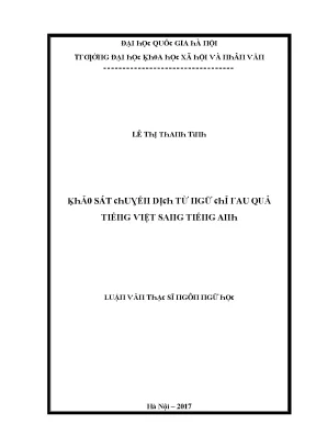 Luận văn khảo sát chuyển dịch từ ngữ chỉ rau quả tiếng việt sang tiếng anh