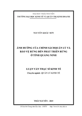 Luận văn ảnh hưởng của chính sách quản lý và bảo vệ rừng đến phát triển rừng ở tỉnh quảng ninh
