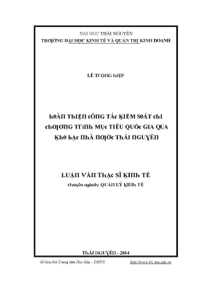Luận văn hoàn thiện công tác kiểm soát chi chương trình mục tiêu quốc gia qua kho bạc nhà nước thái nguyên