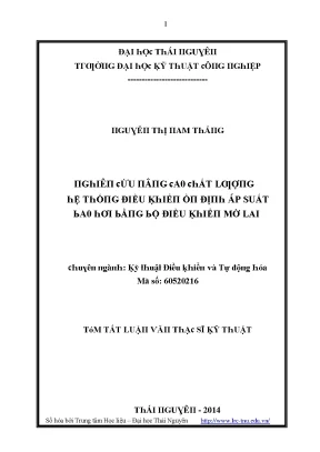 Luận văn nghiên cứu nâng cao chất lượng hệ thống điều khiển ổn định áp suất bao hơi bằng bộ điều khiển mờ lai