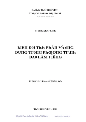 Luận văn biến đổi tích phân và ứng dụng trong phương trình đạo hàm riêng