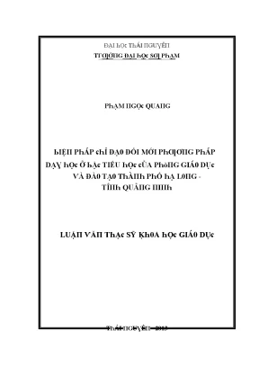 Luận văn biện pháp chỉ đạo đổi mới phương pháp dạy học ở bậc tiểu học của phòng giáo dục và đào tạo thành phố hạ long tỉnh quảng ninh