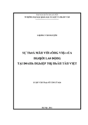 Luận văn sự thỏa mãn với công việc của người lao động tại doanh nghiệp tư nhân tân việt