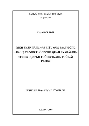 Luận văn biện pháp nâng cao hiệu quả hoạt động của hệ thống thông tin quản lý giáo dục trung học phổ thông thành phố hải phòng
