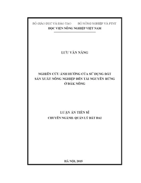 Luận văn nghiên cứu ảnh hưởng của sử dụng đất sản xuất nông nghiệp đến tài nguyên rừng ở đắk nông