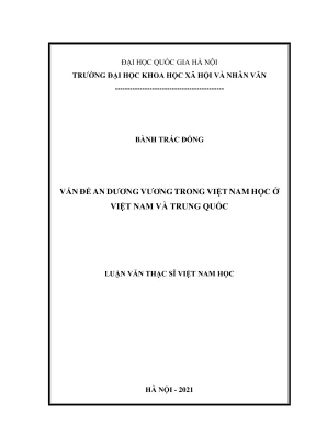 Luận văn thạc sĩ việt nam học vấn để an dương vương trong việt nam học ở việt nam và trung quốc
