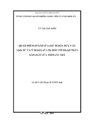 Luận văn quan điểm cơ bản của chủ nghĩa duy vật lịch sử và ý nghĩa của nó đối với nhận thức bản chất của toàn cầu hóa
