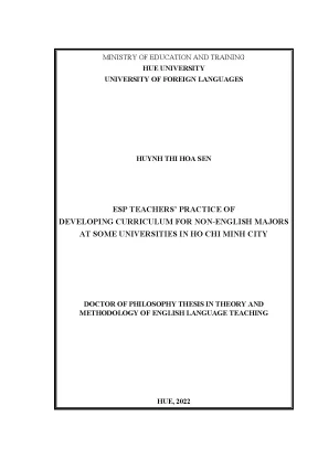Luận án tiến sĩ esp teachers practice of developing curriculum for non english majors at some universities in ho chi minh city