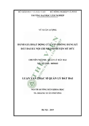 Luận văn đánh giá hoạt động của văn phòng đăng ký đất đai hà nội chi nhánh huyện mỹ đức