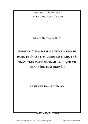 Luận văn nghiên cứu đặc điểm cấu trúc và tính đa dạng thực vật trong một số trạng thái thảm thực vật ở xã thần sa huyện võ nhai tỉnh thái nguyên