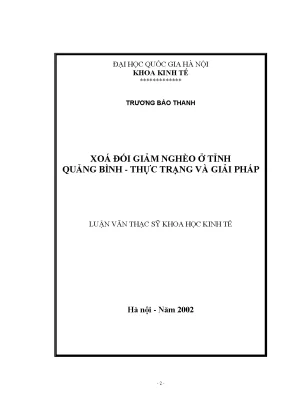 Luận văn thạc sĩ xoá đói giảm nghèo ở tỉnh quảng binh thực trạng và giải pháp