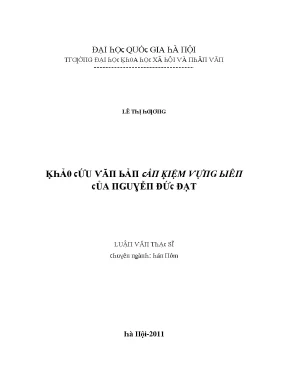 Luận văn khảo cứu văn bản cần kiệm vựng biên của nguyễn đức đạt