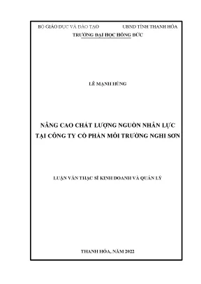 Luận văn nâng cao chất lượng nguồn nhân lực tại công ty cổ phần môi trường nghi sơn
