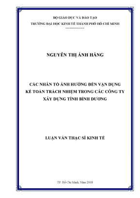 Luận văn các nhân tố ảnh hưởng đến vận dụng kế toán trách nhiệm trong các công ty xây dựng tỉnh bình dương