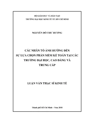 Luận văn các nhân tố ảnh hưởng đến sự lựa chọn phần mềm kế toán tại các trường đại học cao đẳng và trung cấp