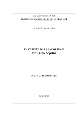 Luận văn phát triển du lịch cuối tuần tỉnh bình dương