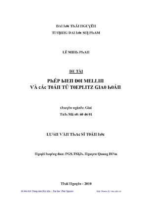 Luận văn các phép biến đổi mellin và các toán tử toeplitz giao hoán