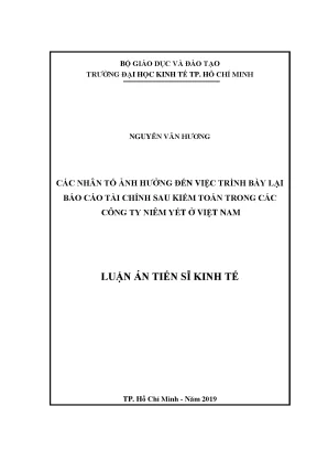 Luận văn các nhân tố ảnh hưởng đến việc trình bày lại báo cáo tài chính sau kiểm toán trong các công ty niêm yết ở việt nam