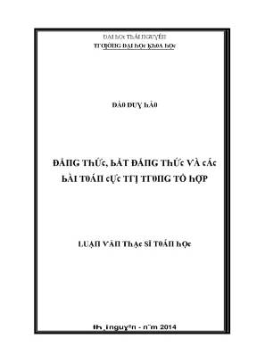 Luận văn đẳng thức bất đẳng thức và các bài toán cực trị trong tổ hợp