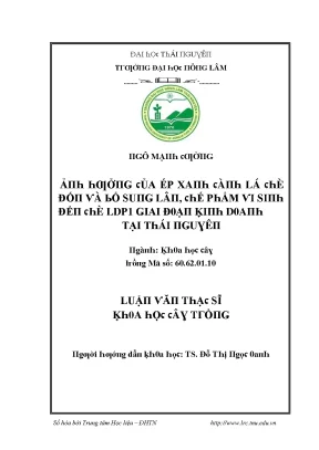 Luận văn ảnh hưởng của ép xanh cành lá chè đốn và bổ sung lân chế phẩm vi sinh đến chè ldp1 giai đoạn kinh doanh tại thái nguyên