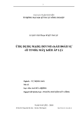 Luận văn ứng dụng mạng nơ ron chẩn đoán sự cố trong máy biến áp lực