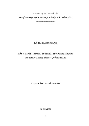 Luận văn bảo vệ môi trường tự nhiên trong hoạt động du lịch vịnh hạ long quảng ninh