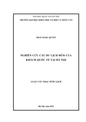 Luận văn thạc sĩ du lịch nghiên cứu cầu du lịch đêm của khách quốc tế tại hà nội