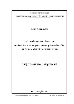 Luận văn giải pháp nhằm tăng thu ngân sách nhà nước theo hướng bền vững trên địa bàn tỉnh quảng ninh