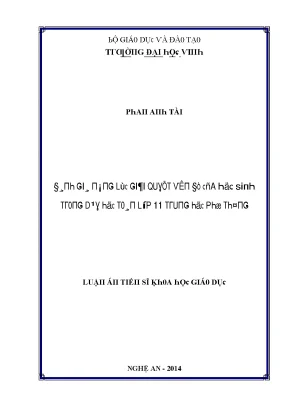 Luận văn đánh giá năng lực giải quyết vấn đề của học sinh trong dạy học toán lớp 11 trung học phổ thông