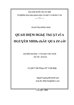 Luận văn quan niệm nghệ thuật của nguyễn minh châu qua di cảo
