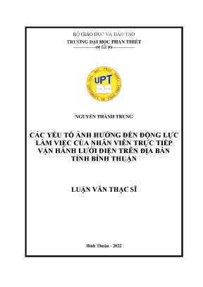 Các yếu tố ảnh hưởng đến động lực làm việc của nhân viên trực tiếp vận hành lưới điện trên địa bàn tỉnh bình thuận